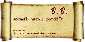 Bozmánszky Botár névjegykártya